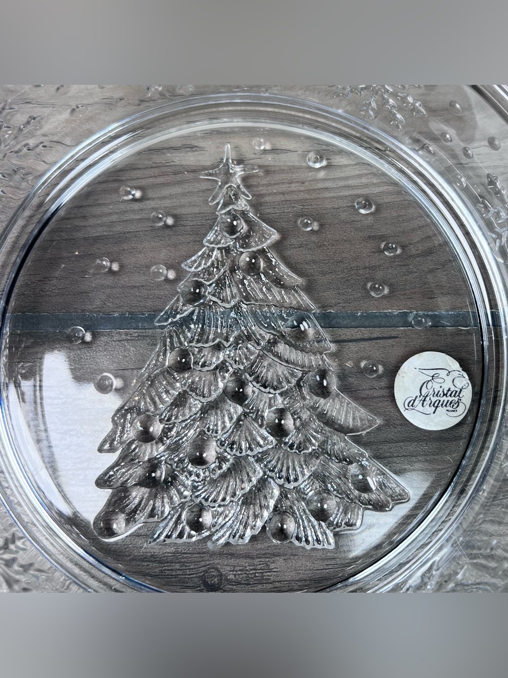 Vintage Cristal d'Arques Christmas Tree Genuine Lead Crystal Bowl Made in France - Picture 11 of 13